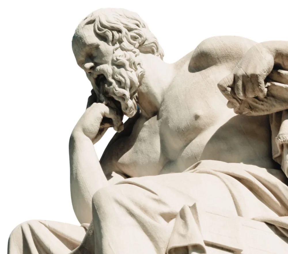 Marble statue of Socrates in a thinking pose, Academy of Athens